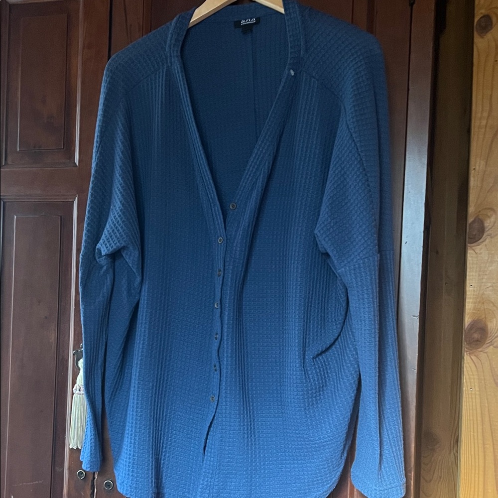 a.n.a Textured Blue Knit Cardigan